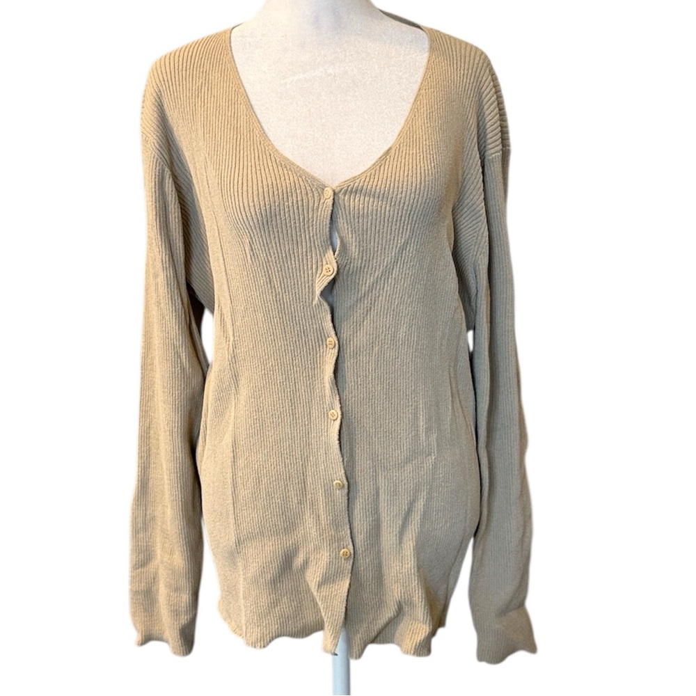 Eileen Fisher Light Tan Cardigan Ribbed Cardigan  Sweater‎ Medium